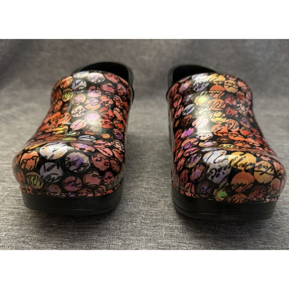 Dansko Professional Clogs Multicolor Viola Dot Cursive Slip On SIZE EU 36/US 5.5 - Picture 2 of 10